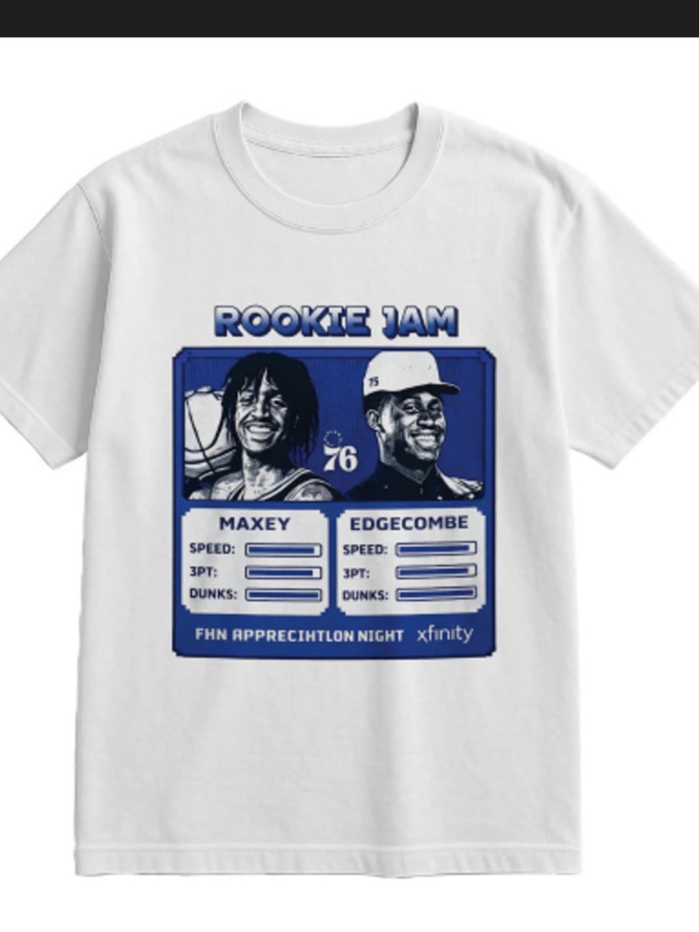 Rookie Jam Maxey Edgecombe Fan Appreciation Night Shirt 76ers
